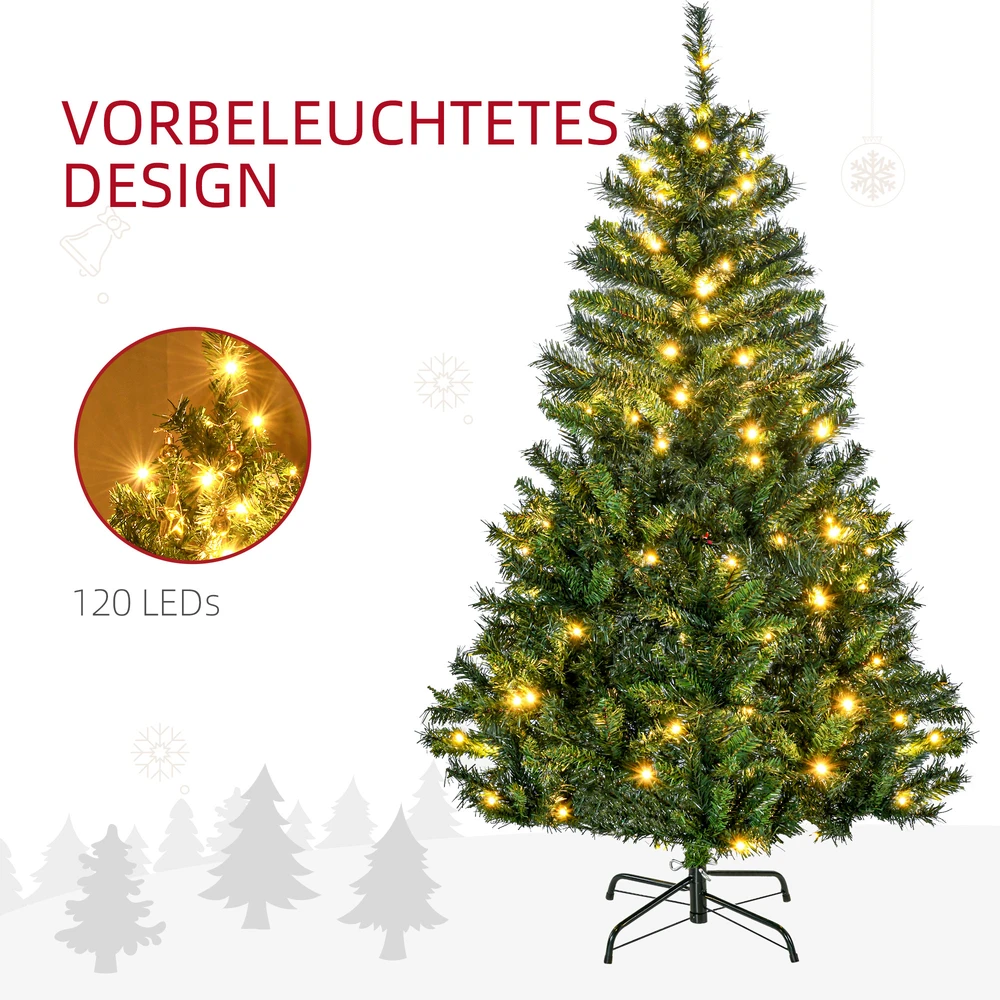 Dirbtinė kalėdinė eglutė su LED apšvietimu ir dekoracijomis, žalia, Ø95 x 150 cm