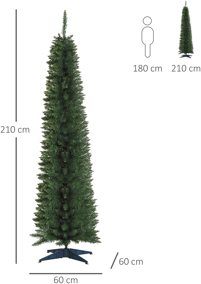 HOMCOM Kalėdų eglutė 2,1 m Kalėdų eglutė dirbtinė eglė išardoma su stovu 499 šakų PVC žalia Ø60 cm