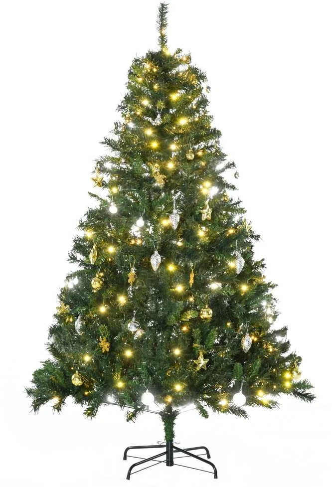 HOMCOM dirbtinė Kalėdų eglutė su dekoracijomis, 200 LED lempučių, 745 šakos, Ø 112 x A 180 cm