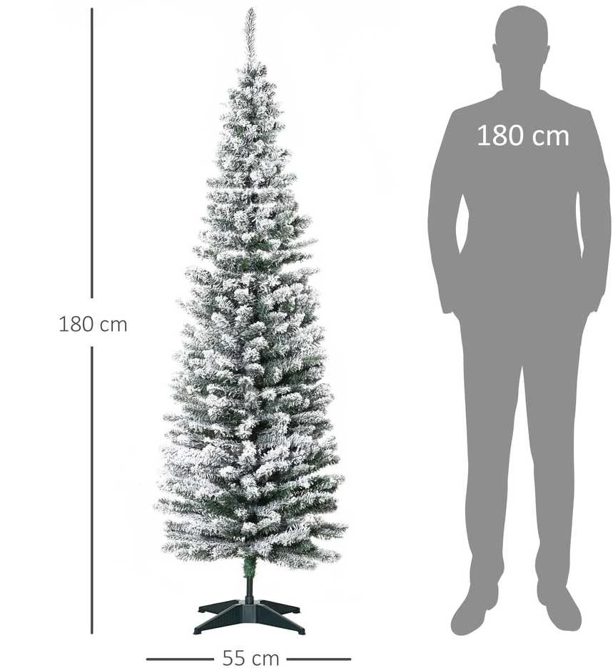 Dirbtinė Kalėdų eglutė HOMCOM, 180 cm, su dirbtiniu sniegu, 390 šakelių, nuimamas stovas, Kalėdoms, vidaus naudojimui, žalia | Aosom