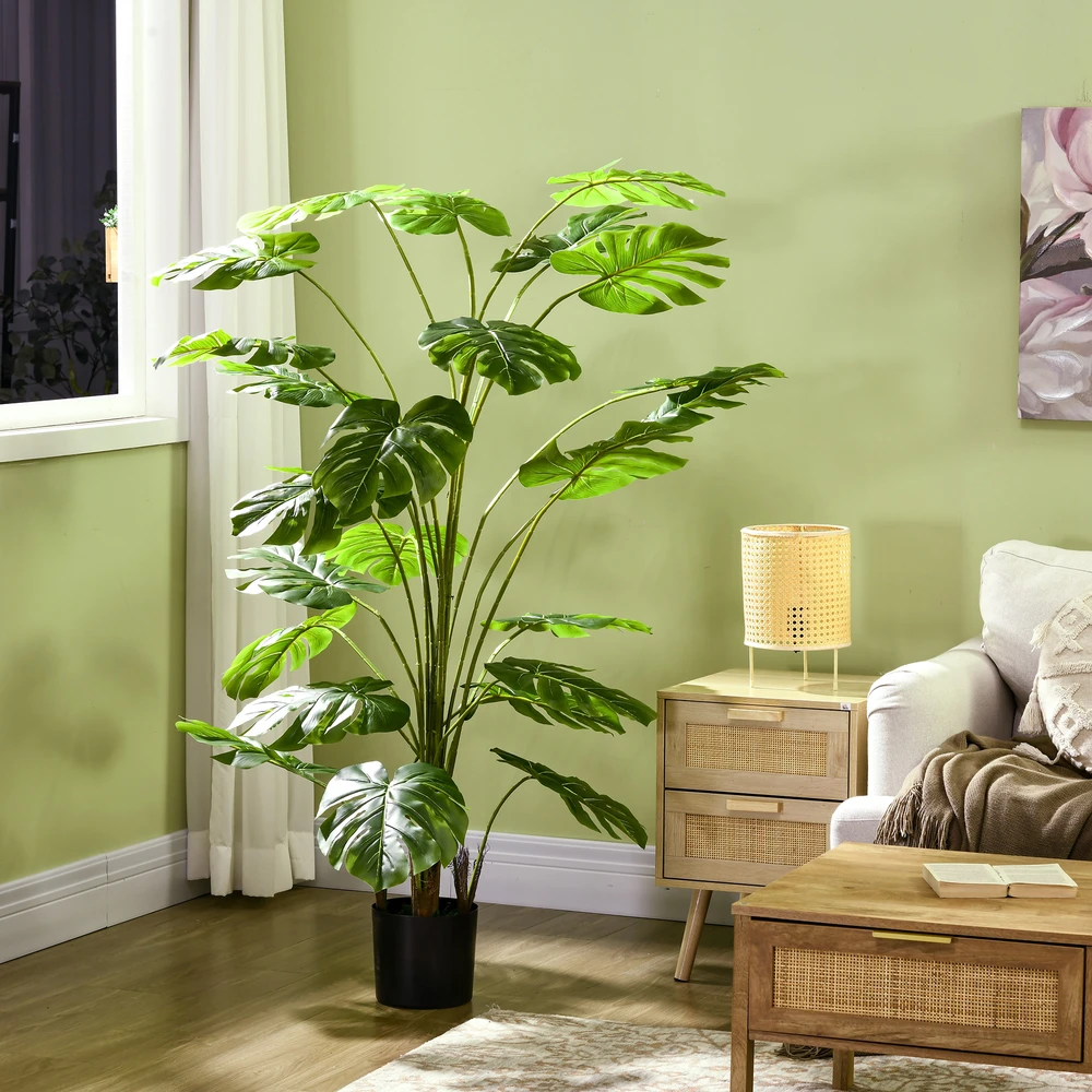 Dirbtinis augalas HOMCOM, dirbtinė Monstera Deliciosa, 180 cm aukščio dirbtinis medis su 24 šakomis, kambarinis augalas, dekoratyvinis augalas patalpoms, žalias