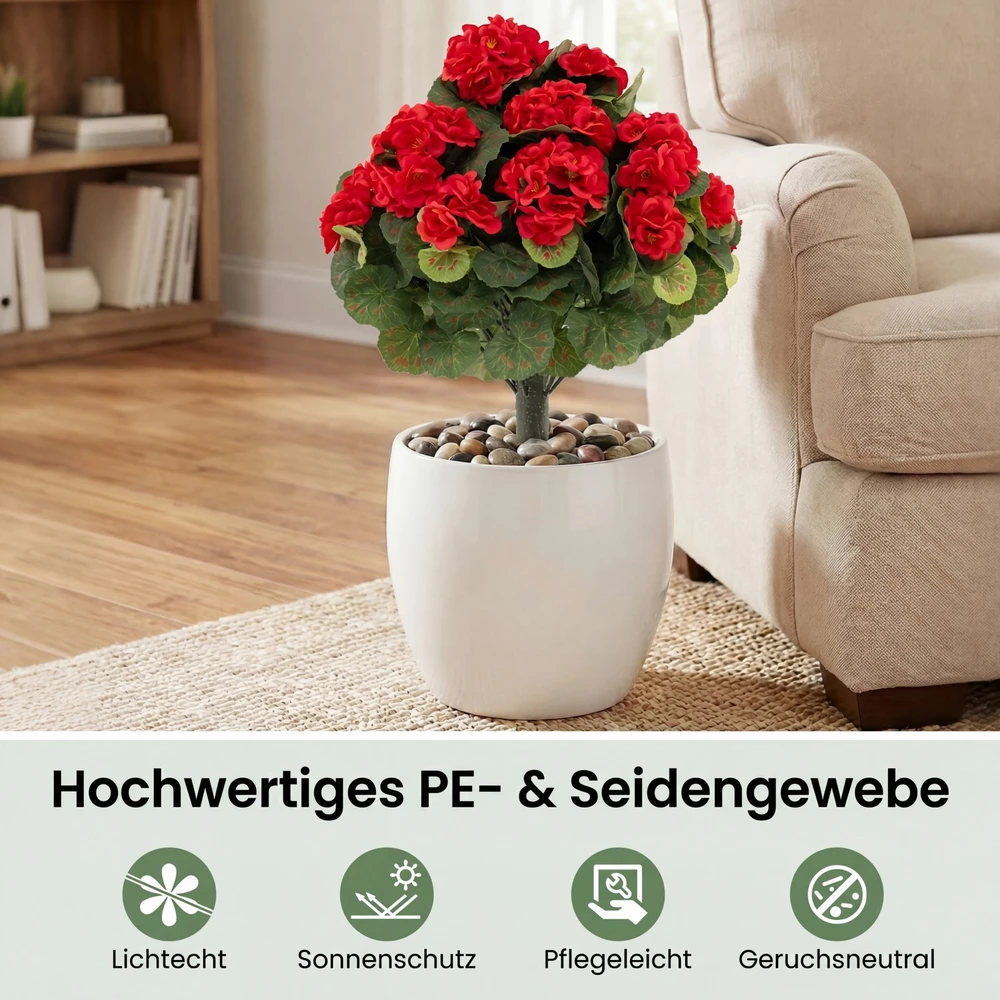 Dirbtinės pelargonijos 57 x 33 cm 2 vnt.