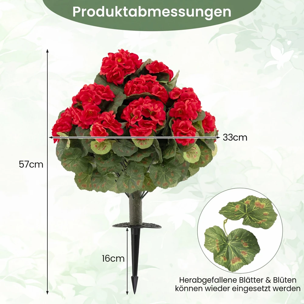 Dirbtinės pelargonijos 57 x 33 cm 2 vnt.