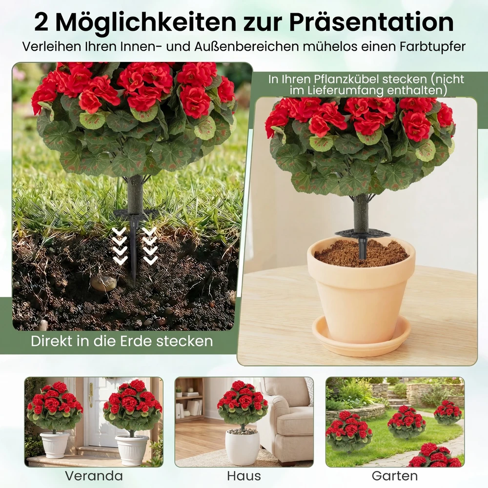 Dirbtinės pelargonijos 57 x 33 cm 2 vnt.
