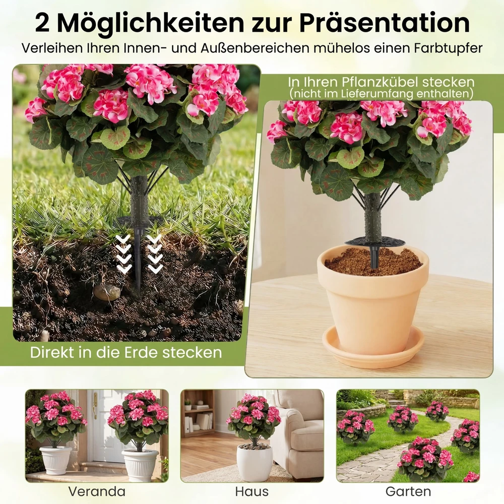 Dirbtinės pelargonijos rožinės 2 vnt.
