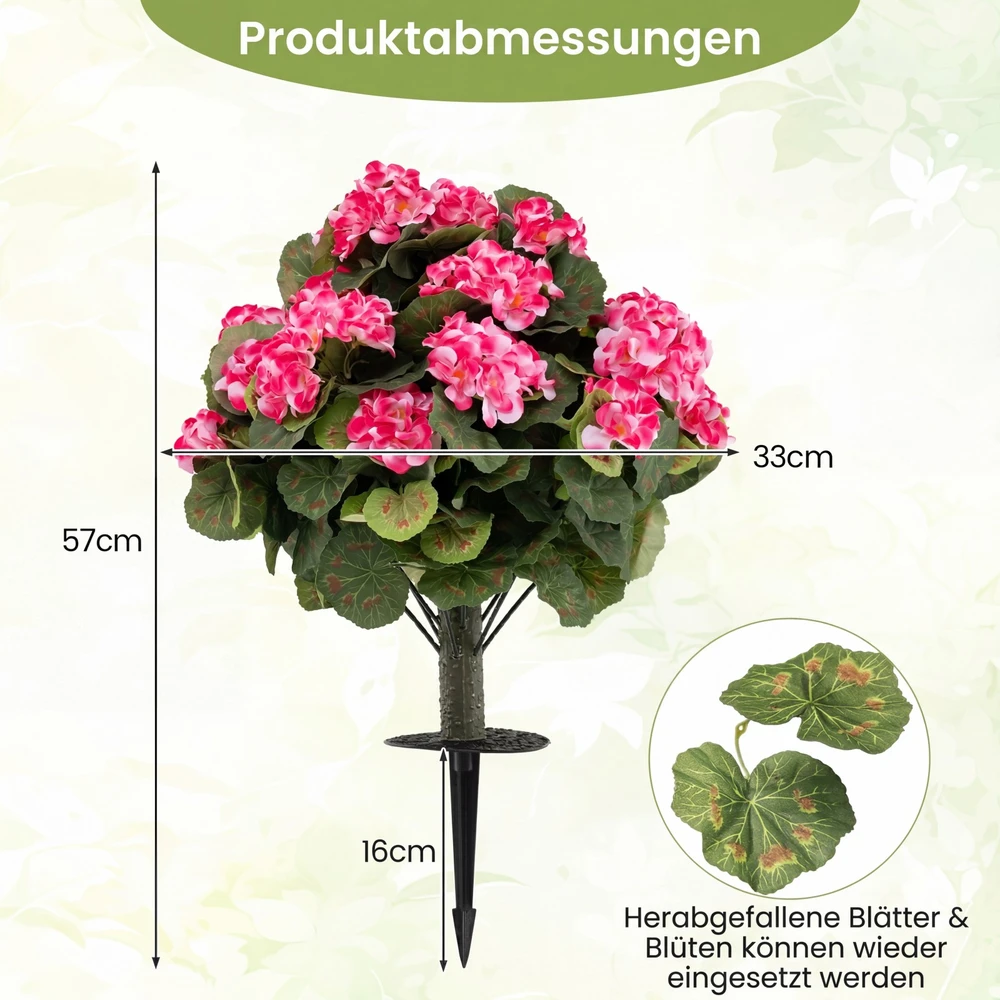 Dirbtinės pelargonijos rožinės 2 vnt.