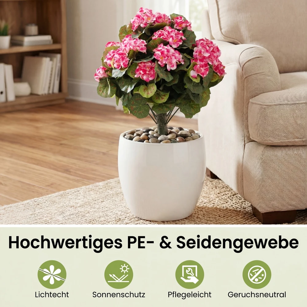 Dirbtinės pelargonijos rožinės 2 vnt.