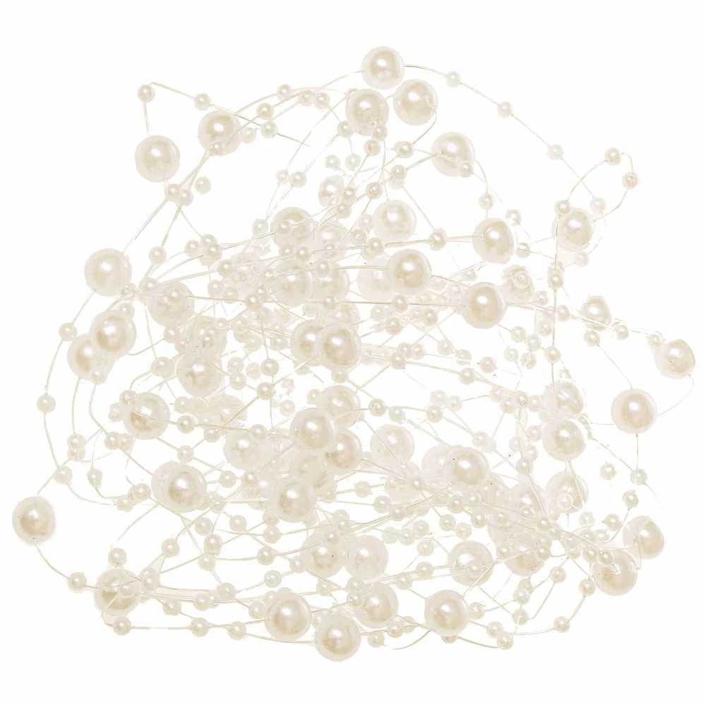 Dirbtiniai perlai Springos 8+3 mm, 5 m, kreminė