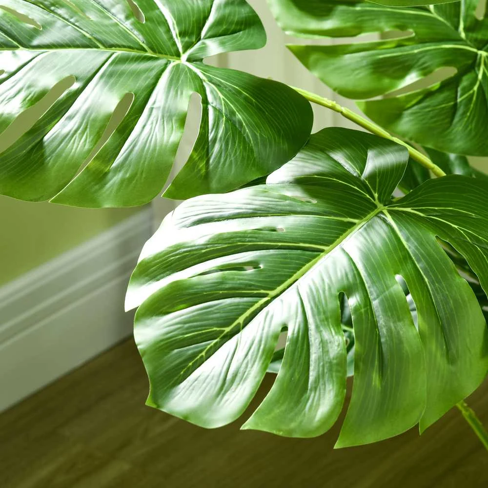 Dirbtinė „Monstera“ gėlė HOMCOM, 120 cm, su vazonu ir PE samanomis, itin tikroviška, svetainei, žalia
