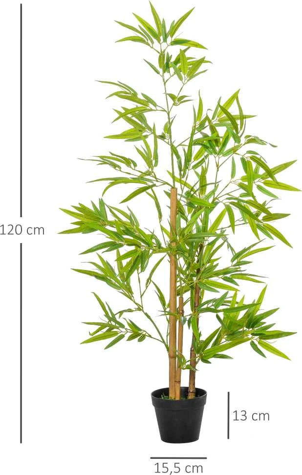 Dirbtinis bambukas Outsunny, dekoratyvinis dirbtinis augalas, tikroviška medžio dekoracija, 120 cm, vidaus patalpoms