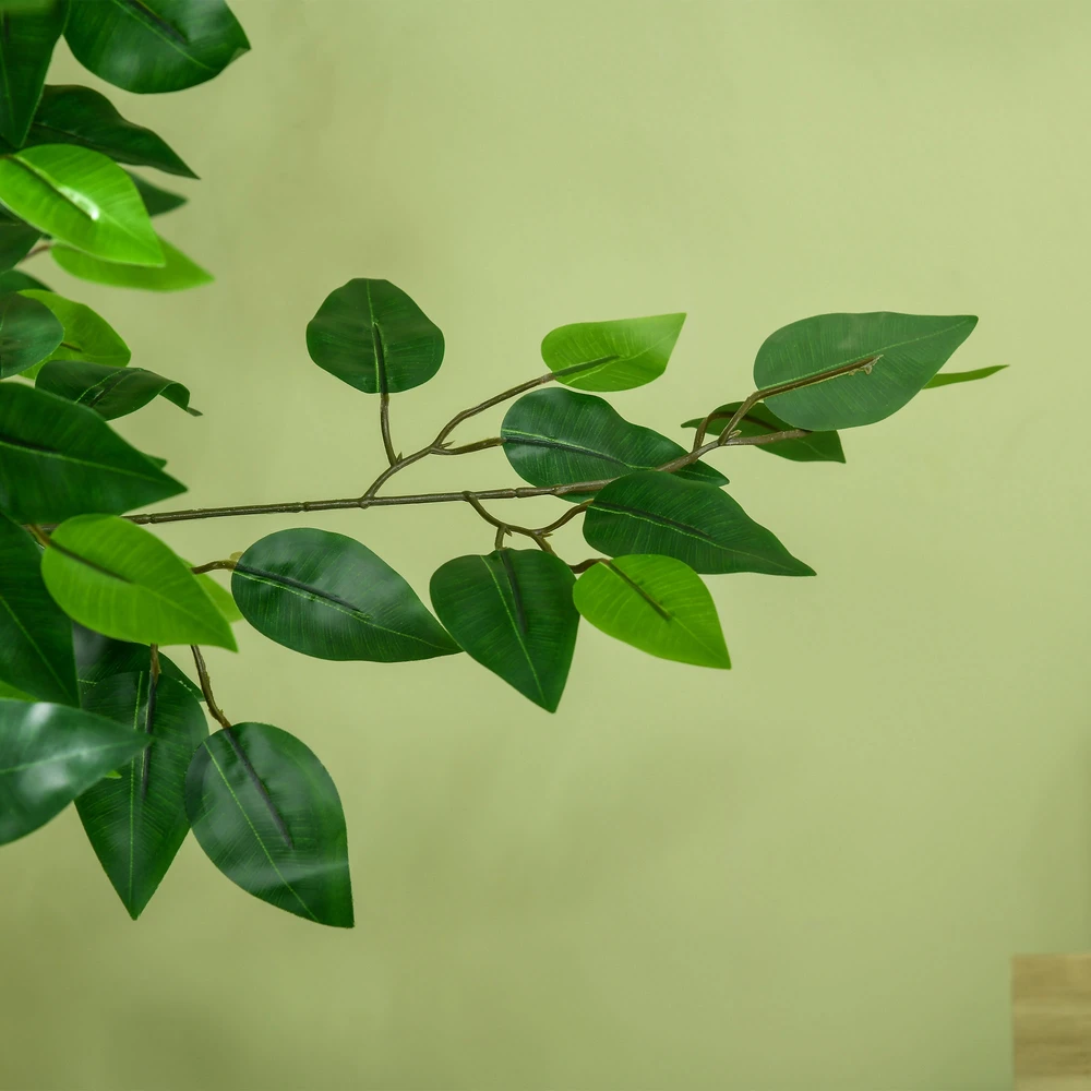 Dirbtinis augalas HOMCOM, 150 cm, su vazonu, dirbtinės samanos, dirbtinis Ficus medis, kambarinis augalas svetainei, žalias