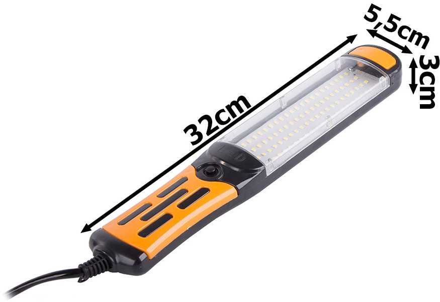 Dirbtuvių lempa su 96 LED COB ir magnetu, 230V