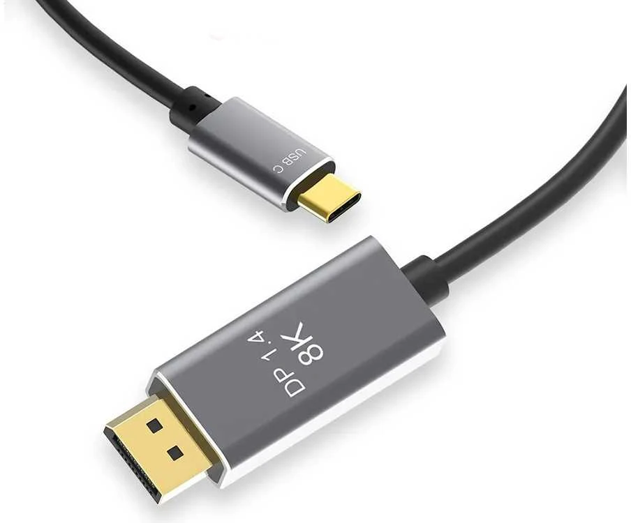 DisplayPort USB-C kabelis 1.4, 1,8 m, 8K, 4K, 2K