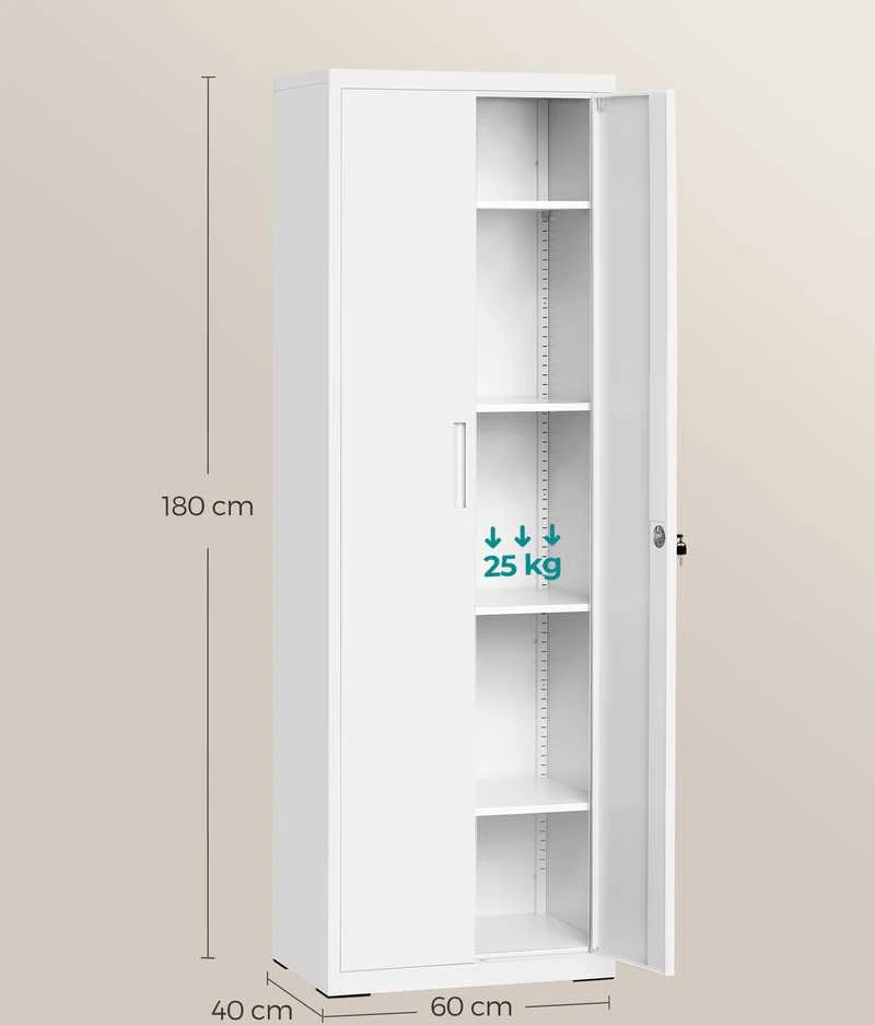 Songmics Dokumentų spinta 40 x 60 x 180 cm matinė balta