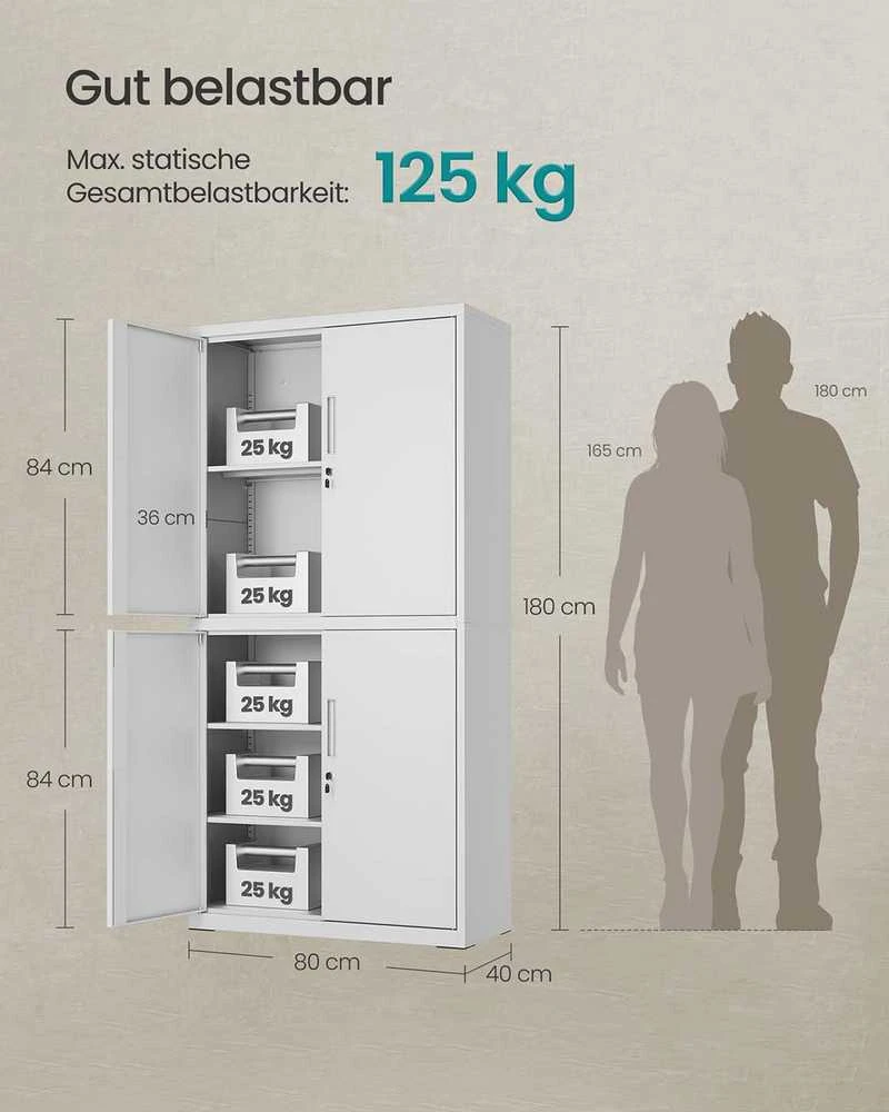 Songmics Dokumentų spinta 40 x 80 x 180 cm