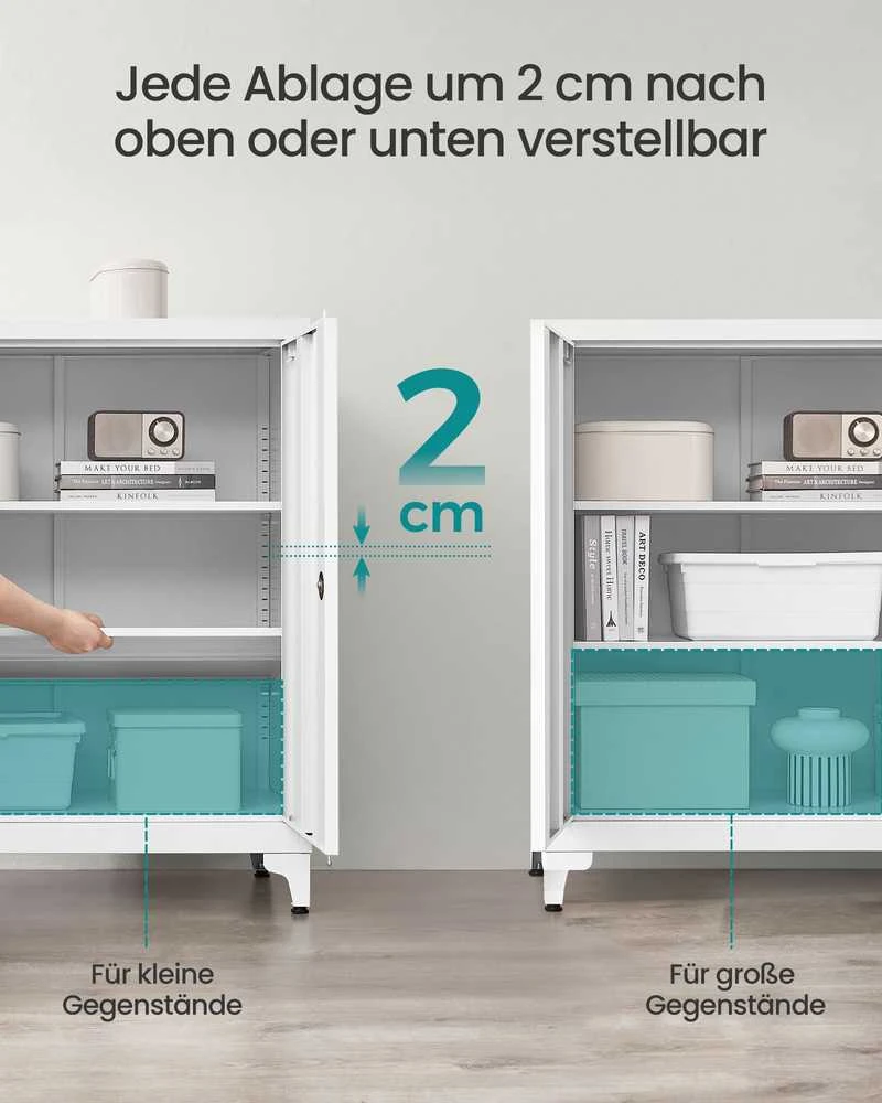 Songmics Dokumentų spintelė su užraktu 40 x 80 x 90 cm balta