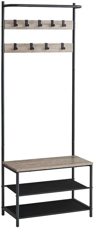 Songmics Vasagle Drabužių lentyna su 9 kabliukais 32,2 x 64 x 180 vintažinė ruda-juoda