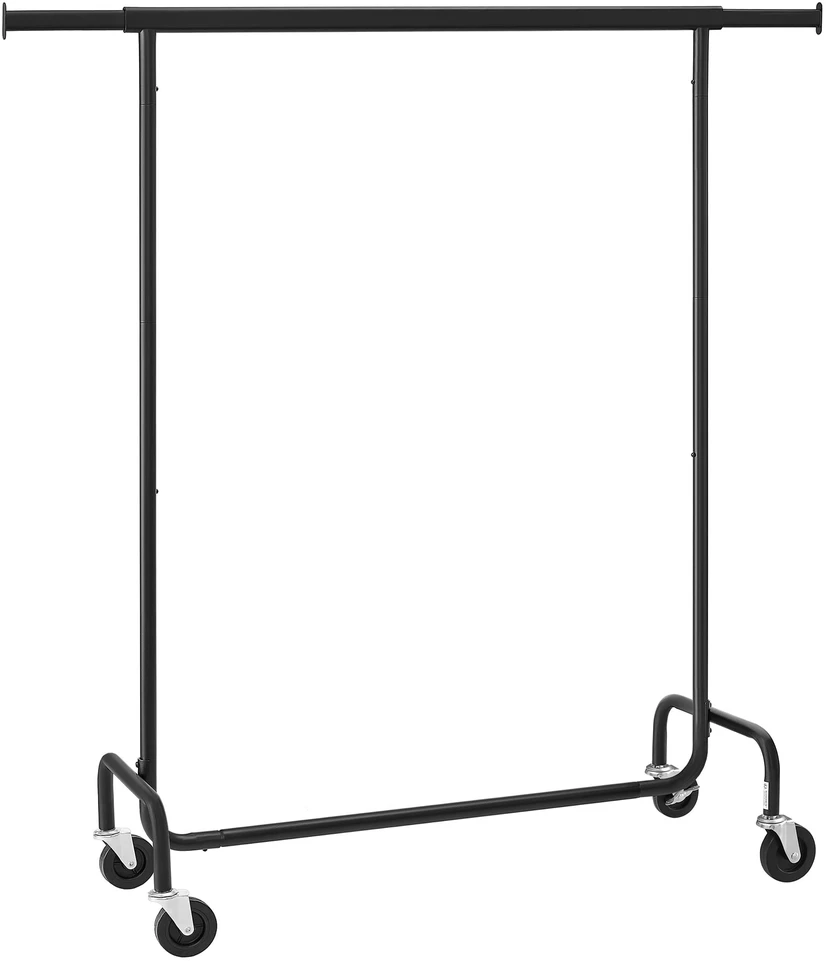 Valora Drabužių kabykla ant ratukų, juoda, 110–150 × 45 × 160 cm