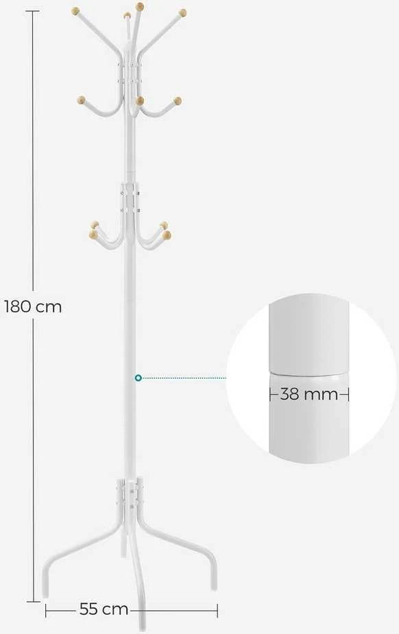 Songmics Metalinis baltas drabužių stovas