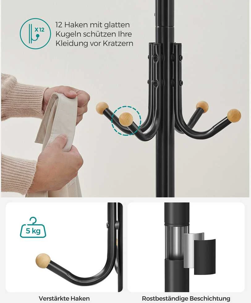 Songmics Metalinis juodos spalvos drabužių stovas