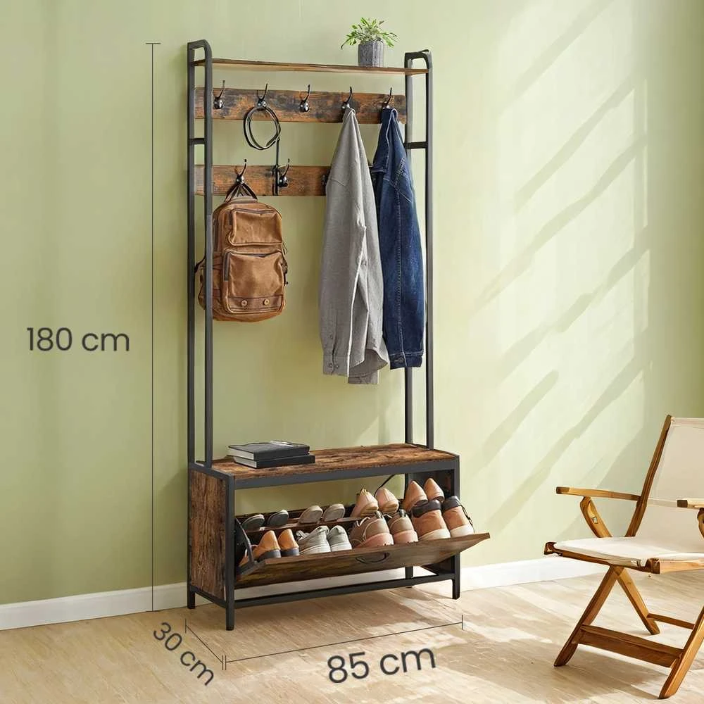 Songmics Drabužių kabykla su batų lentyna VASAGLE, 30x85x180 cm