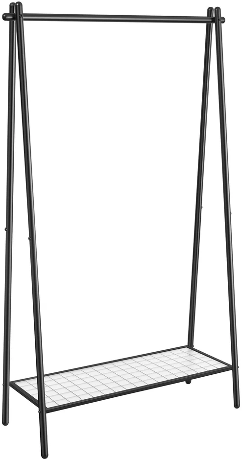 Valora Drabužių kabykla su ratukais ir lentyna, juoda, 92,5 × 33,5 × 153 cm