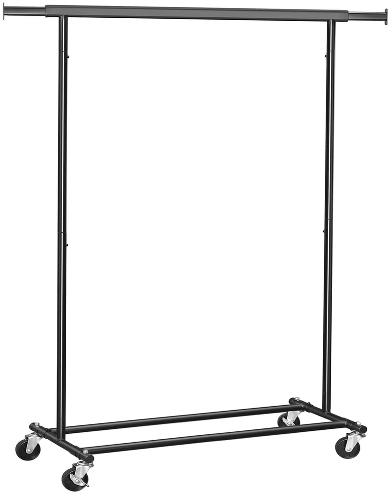 Leobert Drabužių kabykla su ratukais ir reguliuojamu pločiu, juoda, 92–132 x 45,4 x 160 cm