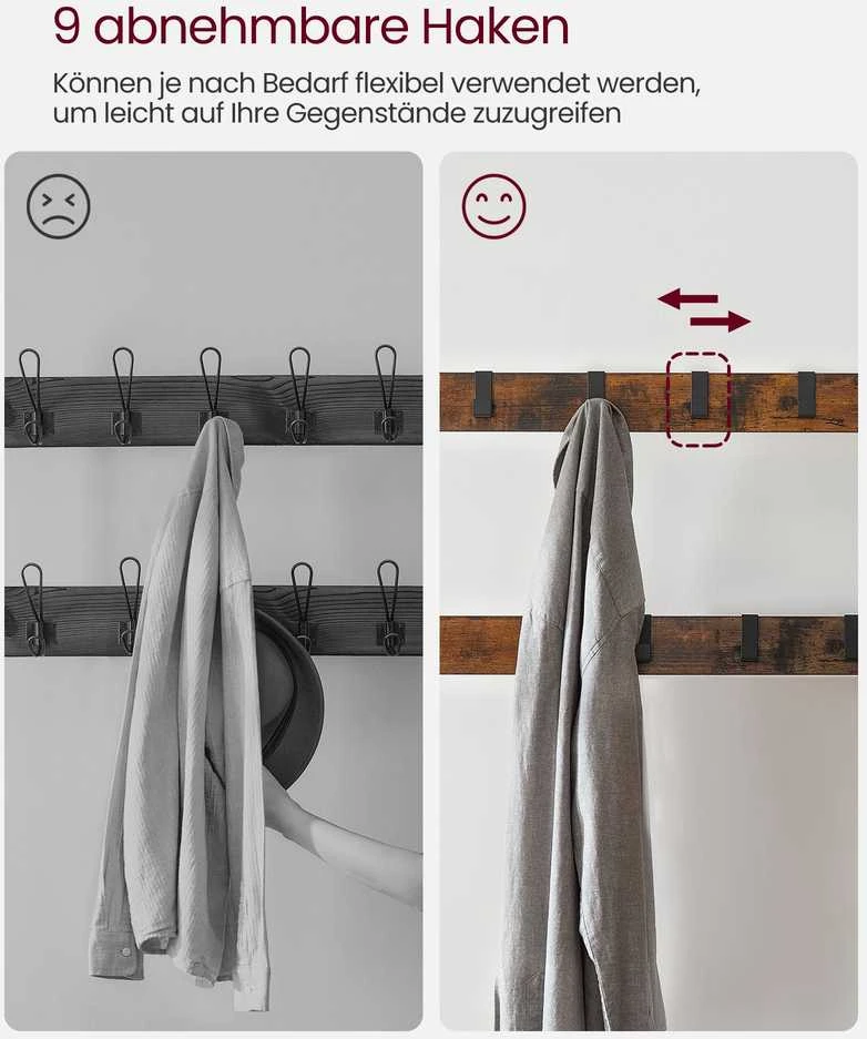 Songmics Drabužių kabykla VASAGLE su 3 lentynomis, 84 x 33,7 x 183 cm