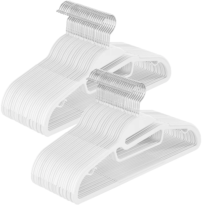 Songmics Drabužių pakaba plastikinė neslidi, taupanti vietą balta