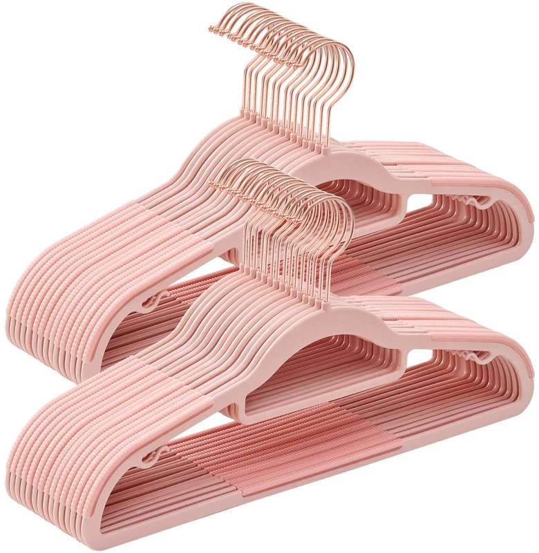 Songmics Drabužių pakabos iš ABS plastiko su metaliniais kabliais, šviesiai pilkos–tamsiai pilkos, 42 × 0,5 × 21,5 cm, 30 vnt.