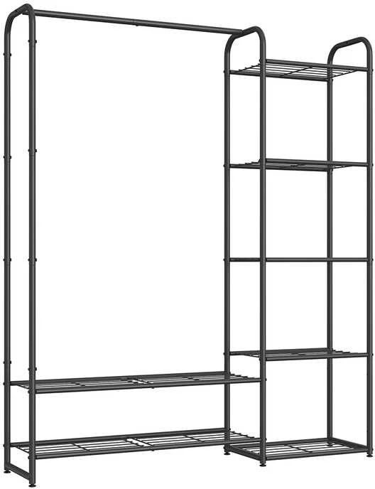 Songmics Drabužių lentyna su lentynomis 29 x 112 x 158,4 cm matinės juodos spalvos