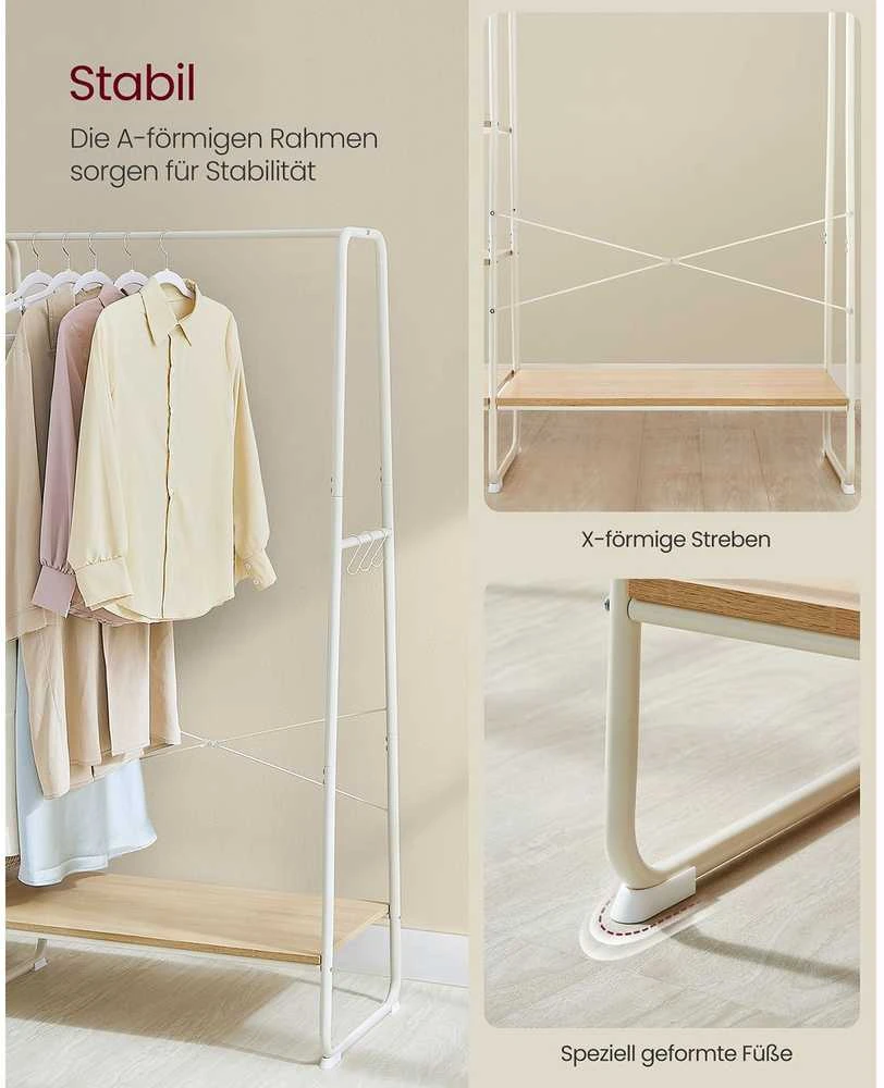 Lova Songmics Drabužių stovas su lentynomis ir kabliukais 45x120x160 cm