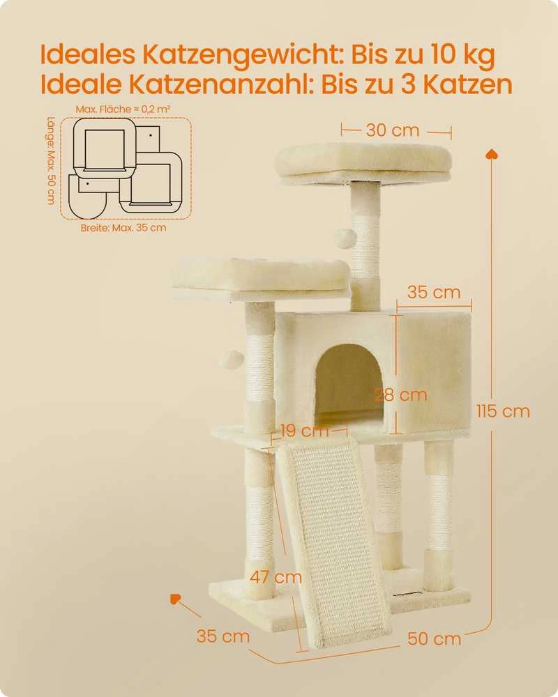 Songmics Feandrea Draskyklė 115 cm su draskymo lenta