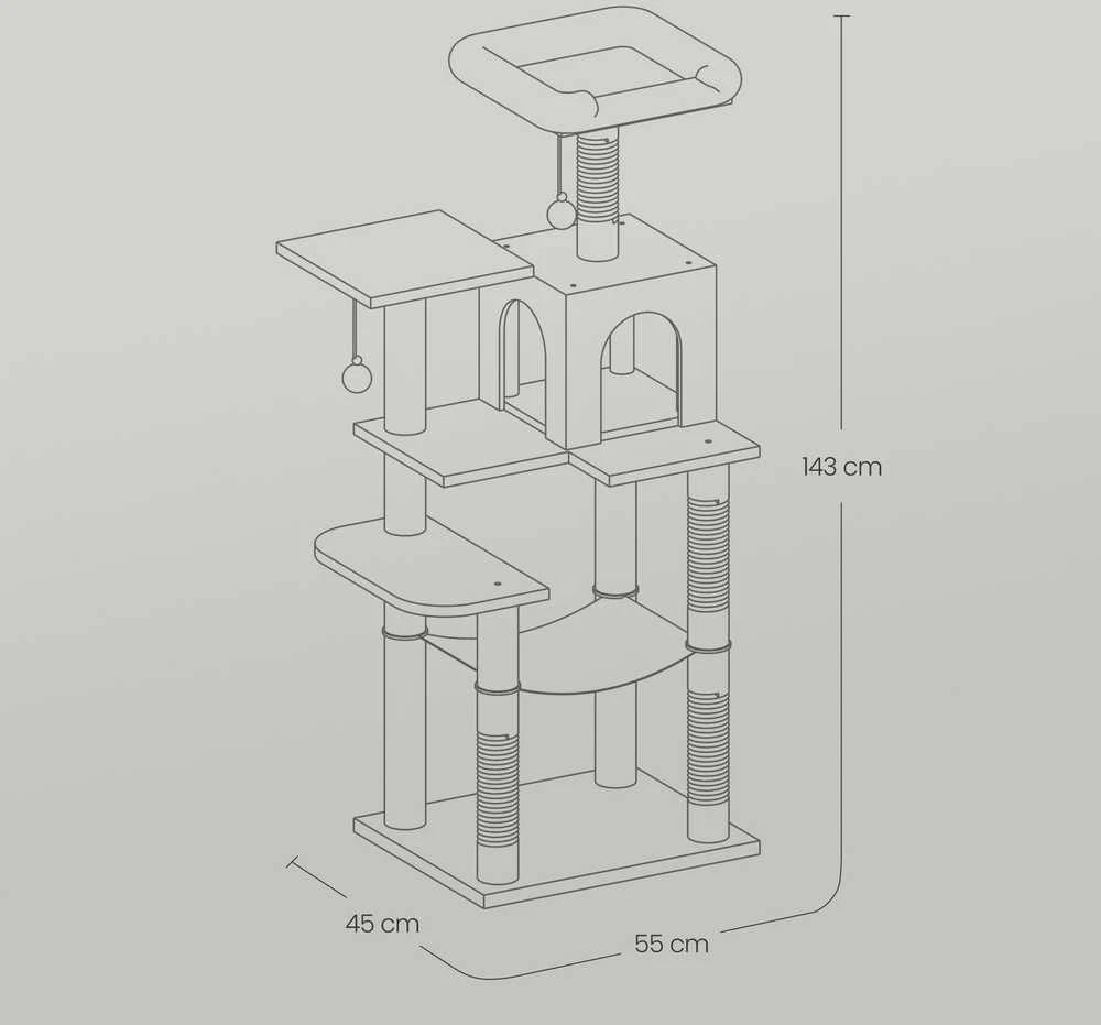 Songmics Feandrea Draskykla, 143 cm aukščio kačių medis, kačių draskykla