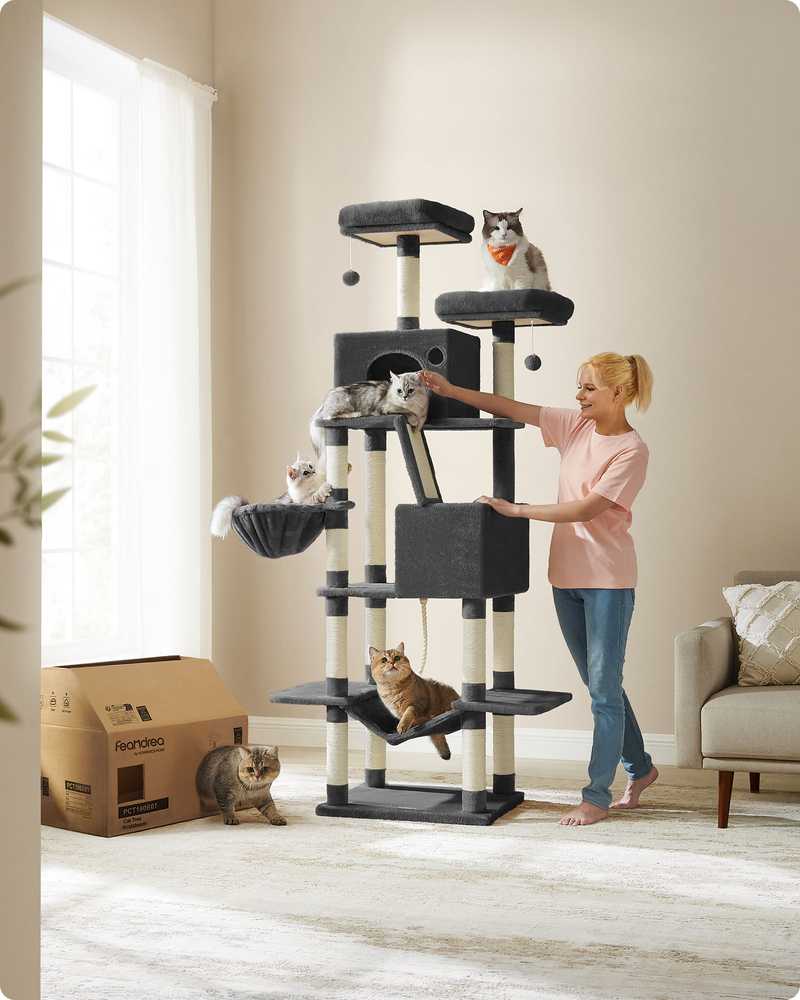 Songmics Feandrea Draskyklė didelė 206 cm aukščio daugiaaukštė rašalas juoda