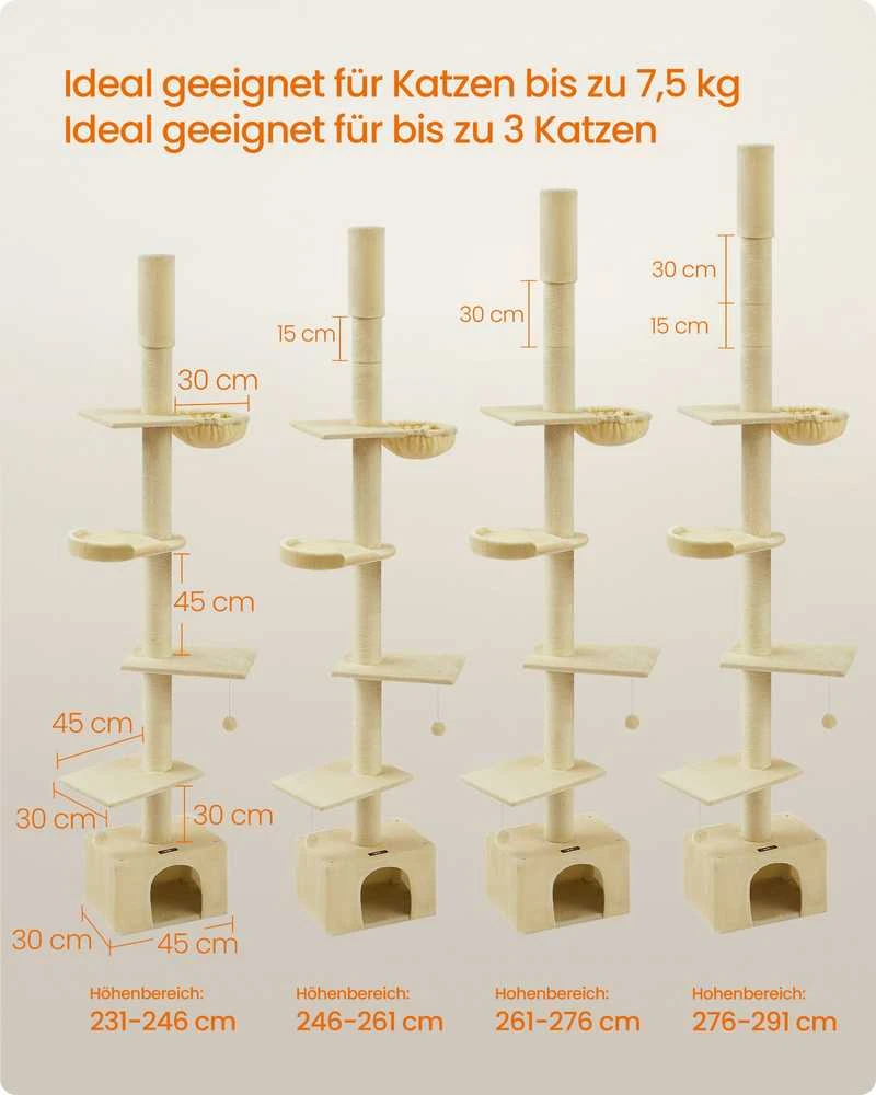 Songmics Kačių draskyklė 231–291 cm