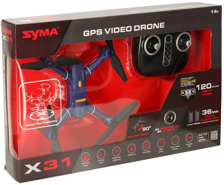 Syma X31 2,4 GHz GPS 5G HD nuotolinio valdymo dronas su nuotolinio valdymo kamera