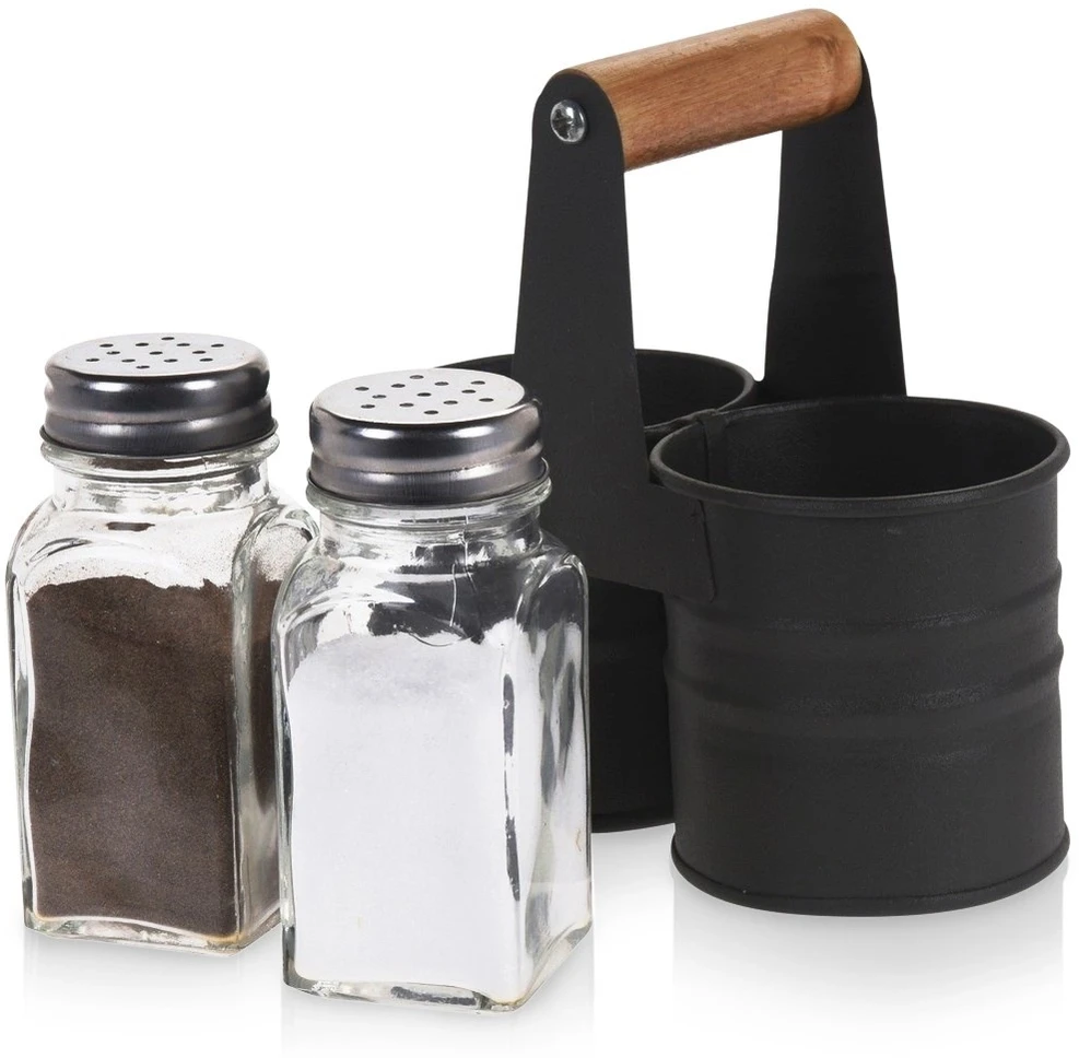 Excellent Houseware Druskinė ir pipirinė su stovu 3 vnt.