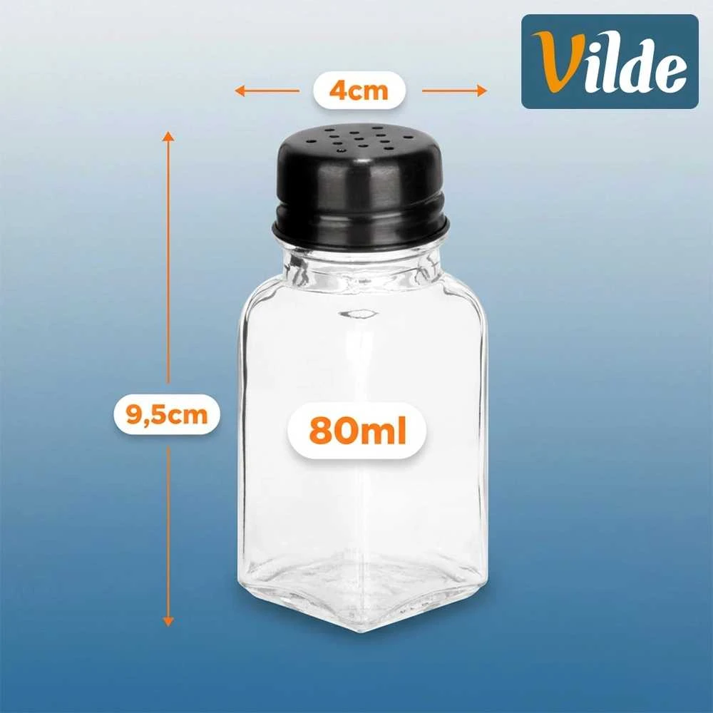 Druskos ir pipirų indelių rinkinys Vilde, 80 ml, stikliniai