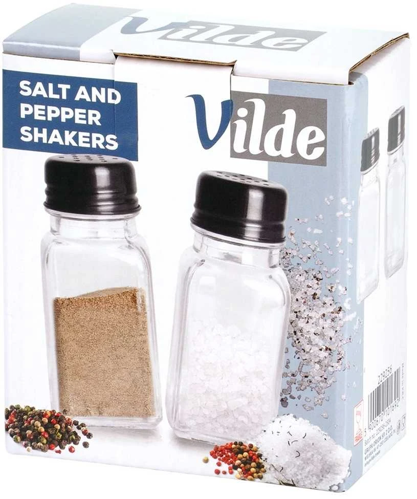 Druskos ir pipirų indelių rinkinys Vilde, 80 ml, stikliniai