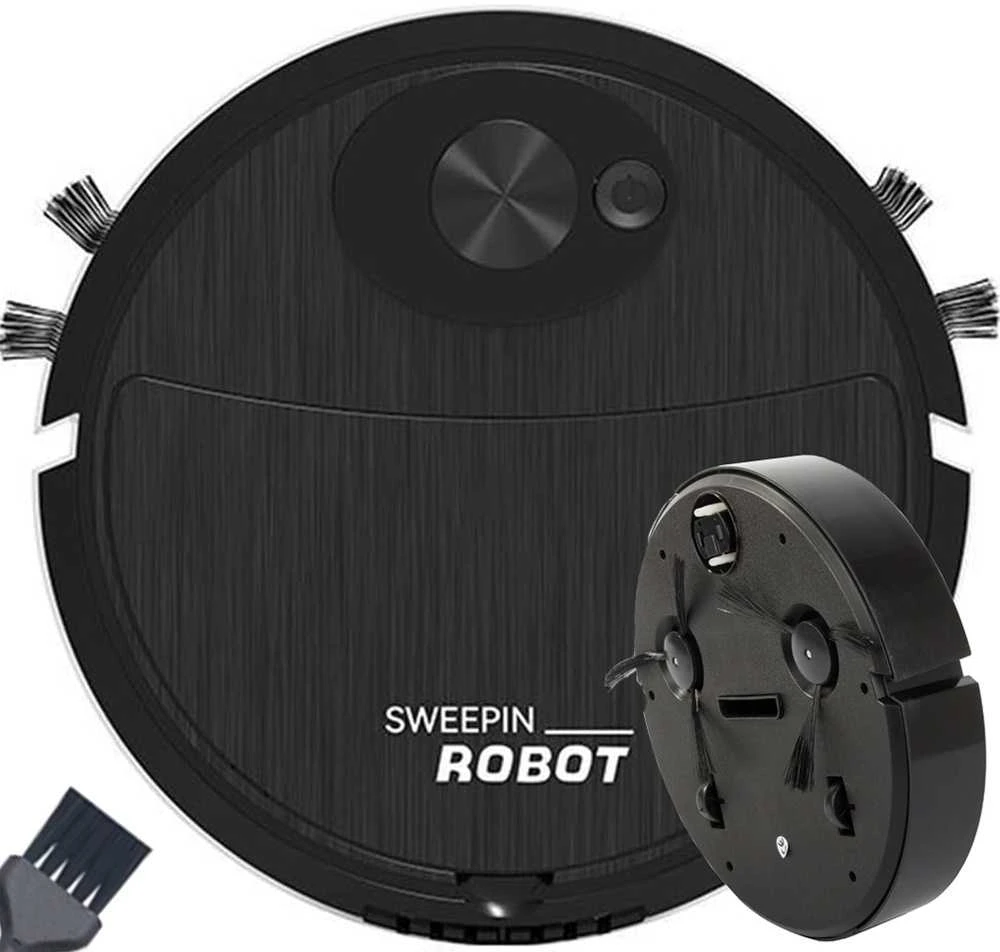 Dulkių siurblys-šluota robotas su dvejomis šluotelėmis, 17.5 cm, juodas