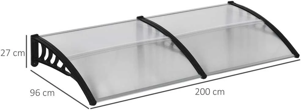 Outsunny stogelis durims 200 x 96 x 27 cm, apsauga nuo UV spindulių, lietaus ir saulės, aliuminis, juodas | Aosom