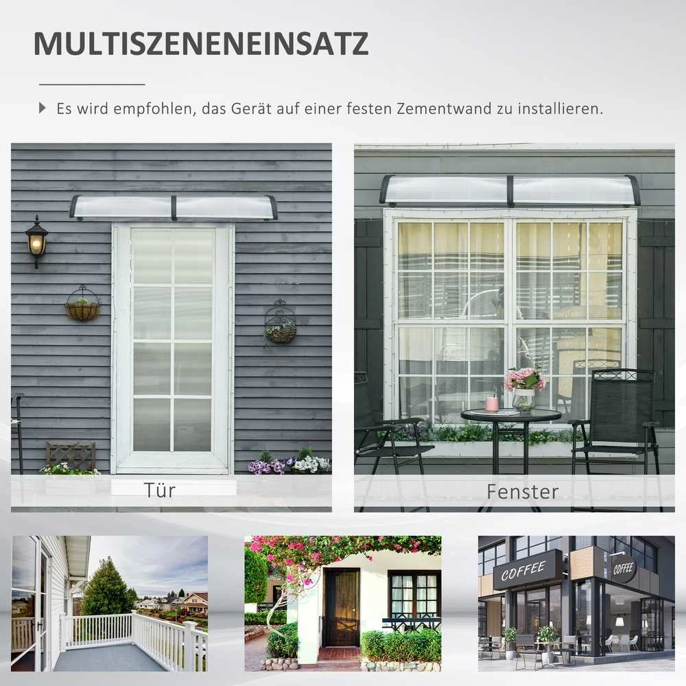 Outsunny stogelis durims 200 x 96 x 27 cm, apsauga nuo UV spindulių, lietaus ir saulės, aliuminis, juodas | Aosom