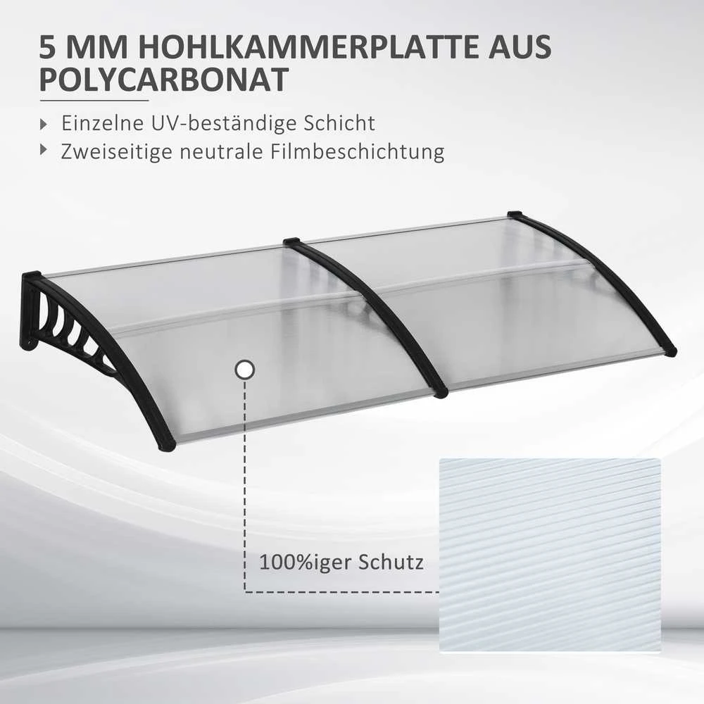 Outsunny stogelis durims 200 x 96 x 27 cm, apsauga nuo UV spindulių, lietaus ir saulės, aliuminis, juodas | Aosom