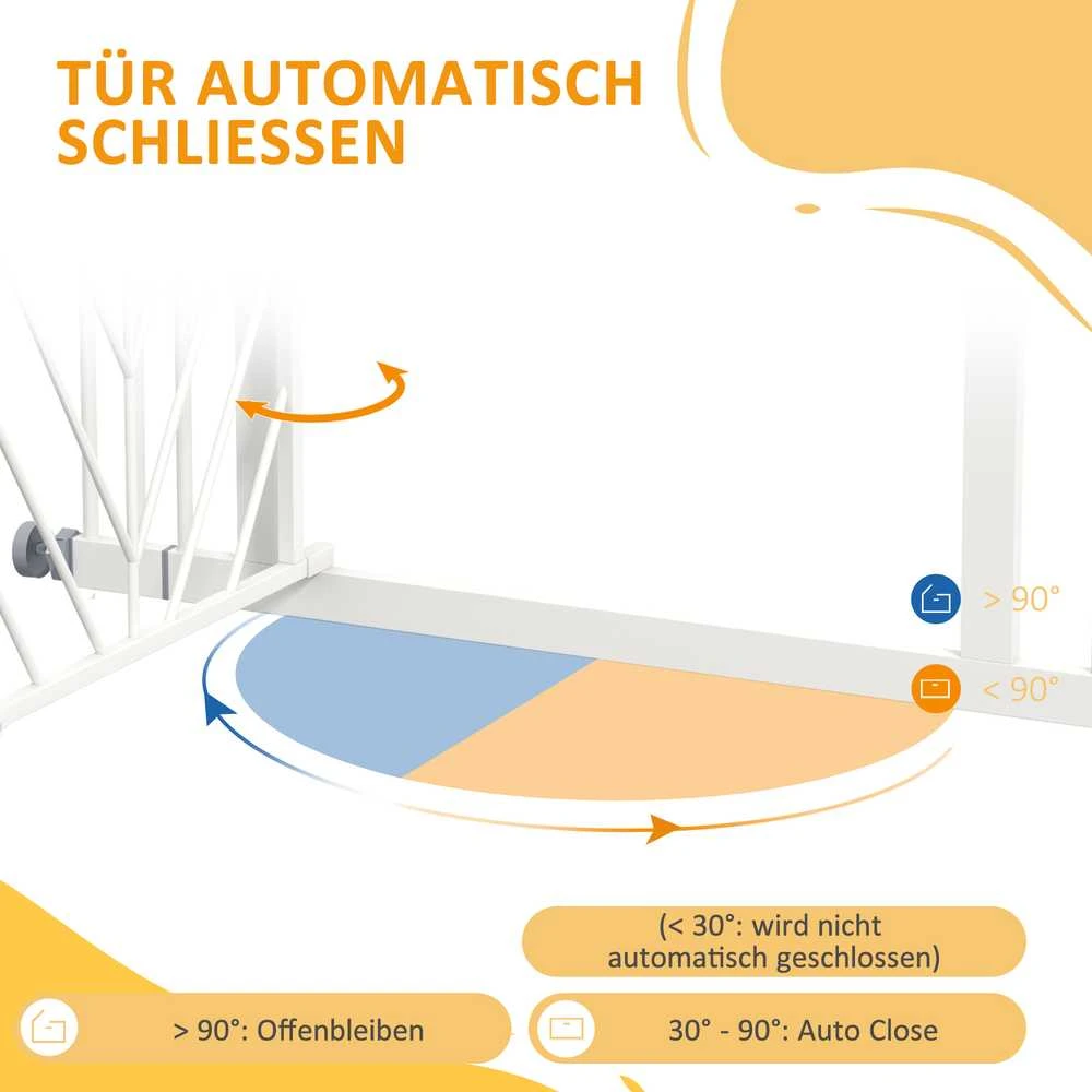 PawHut apsauginiai varteliai šunims, automatinės durys, be gręžimo, 74–100 cm, balti