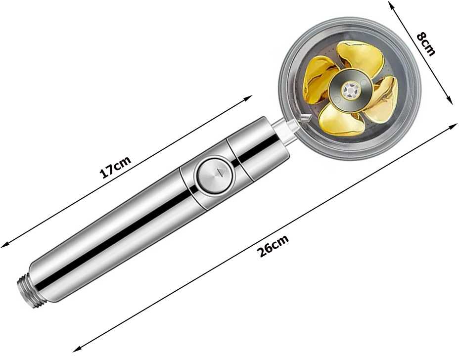 Dušo galvutė su turbina ir keičiamu filtru