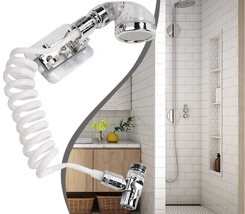 Dušo galvutė su žarna ir laikikliu, chromuota, 130 cm