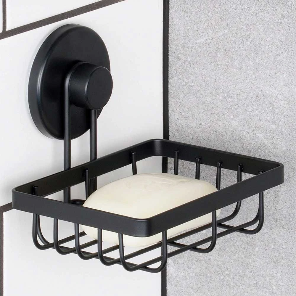 Bathroom Solutions Dušo lentyna juodo metalo su siurbtuku 13,5x10,5x11,5 cm