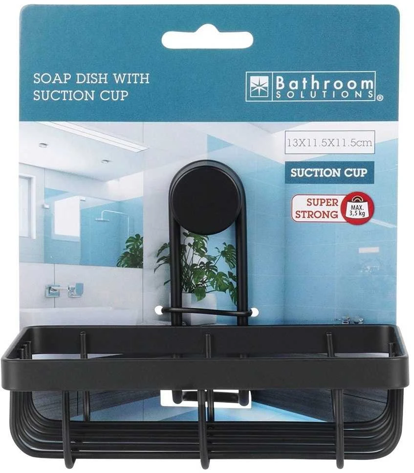 Bathroom Solutions Dušo lentyna juodo metalo su siurbtuku 13,5x10,5x11,5 cm