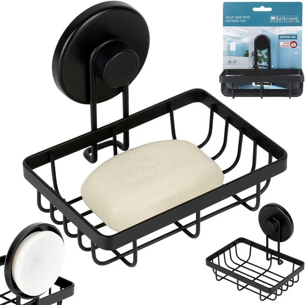 Bathroom Solutions Dušo lentyna juodo metalo su siurbtuku 13,5x10,5x11,5 cm